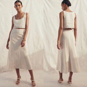 NEW Reformation Silas Linen Skirt - Size 4 Oatmeal